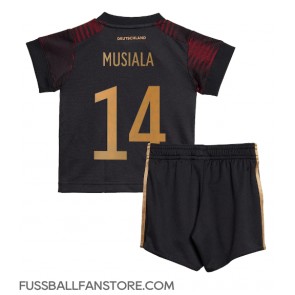Deutschland Jamal Musiala #14 Replik Auswärtstrikot Kinder WM 2022 Kurzarm (+ Kurze Hosen)